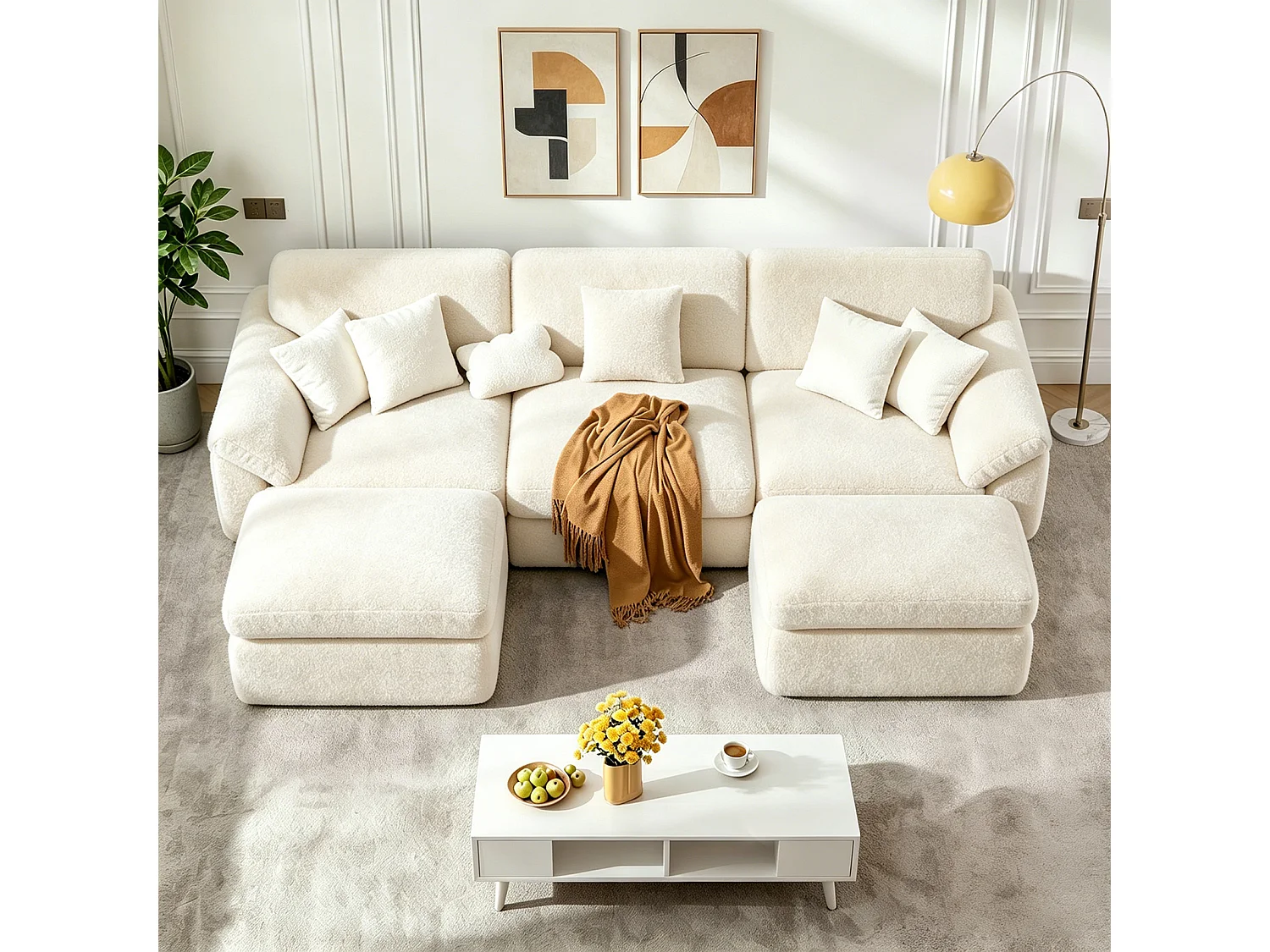 Rattantree Canapé modulaire « Cloud » en forme de U à 5 places, canapé d'angle confortable sans armature, combinaisons flexibles, aucun montage requis