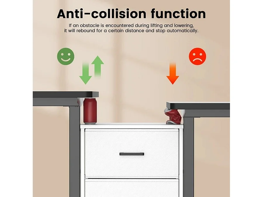 Bureau debout électrique à hauteur réglable, poste de travail ergonomique 1 x 60 cm avec préréglages mémorisables, système anti-collision et moteur silencieux