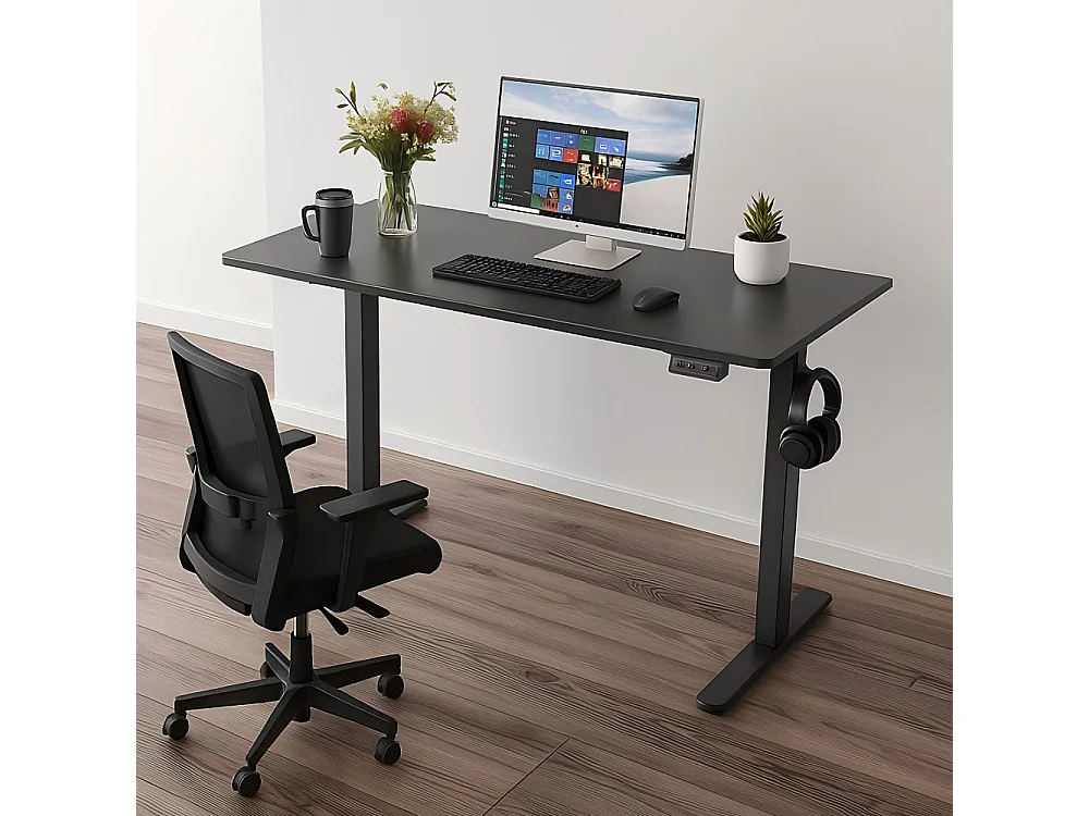 Bureau debout électrique à hauteur réglable, poste de travail ergonomique 1 x 60 cm avec préréglages mémorisables, système anti-collision et moteur silencieux