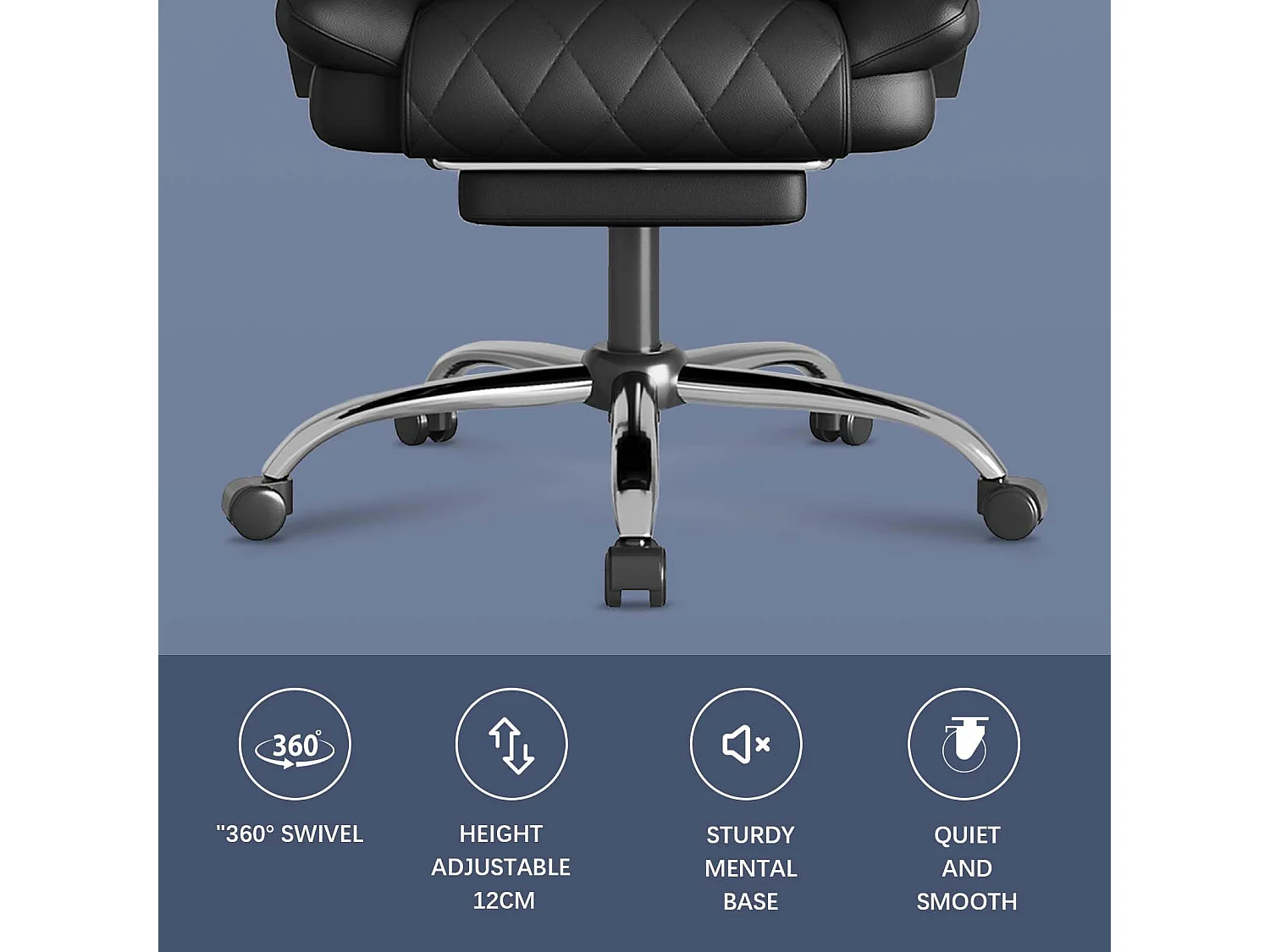 Rattantree Fauteuil de Bureau Ergonomique avec Repose-Pieds, Chaise de Bureau Inclinable en Cuir PU, Soutien Lombaire, Hauteur Réglable, Dossier Haut