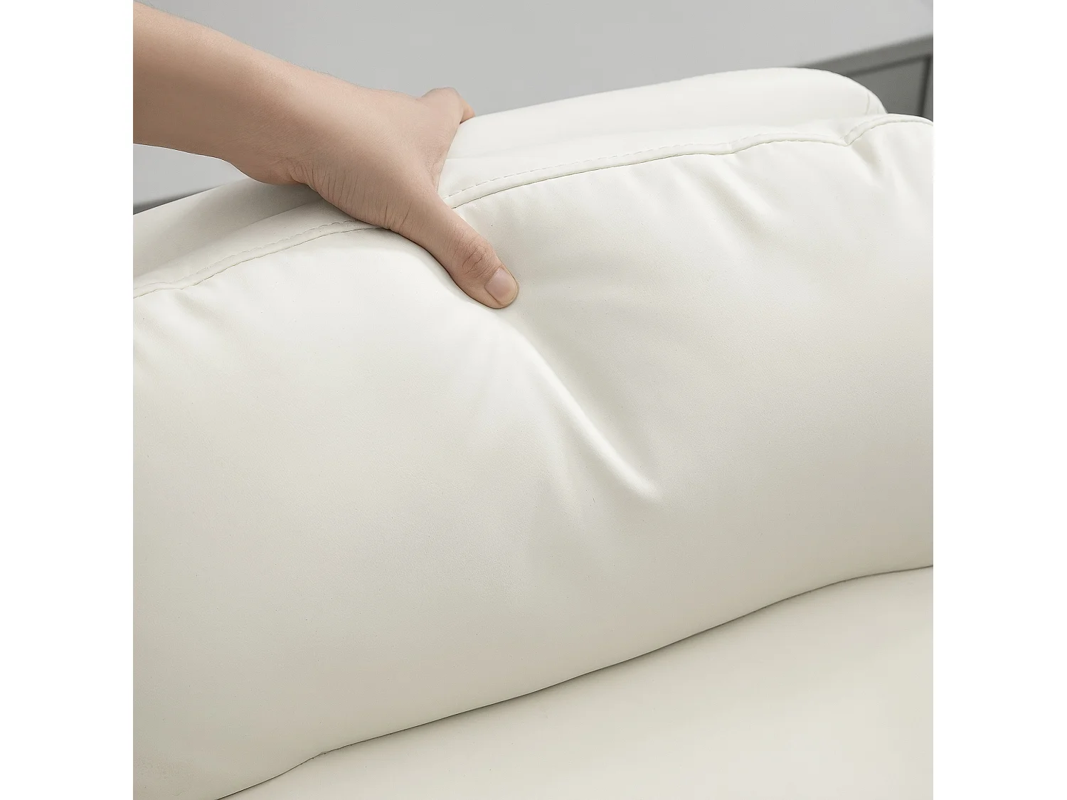 Fauteuil de bureau rembourré blanc avec fonction d'inclinaison, fauteuil pivotant réglable en hauteur avec repose-pieds, en simili cuir, pour le bureau