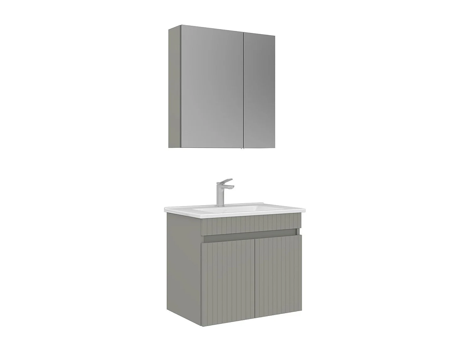 Ensemble Meuble Vasque avec Miroir (2 Pièces) "Tivoli 65" - 65 x 45 x 57 cm - Matte Cashmere