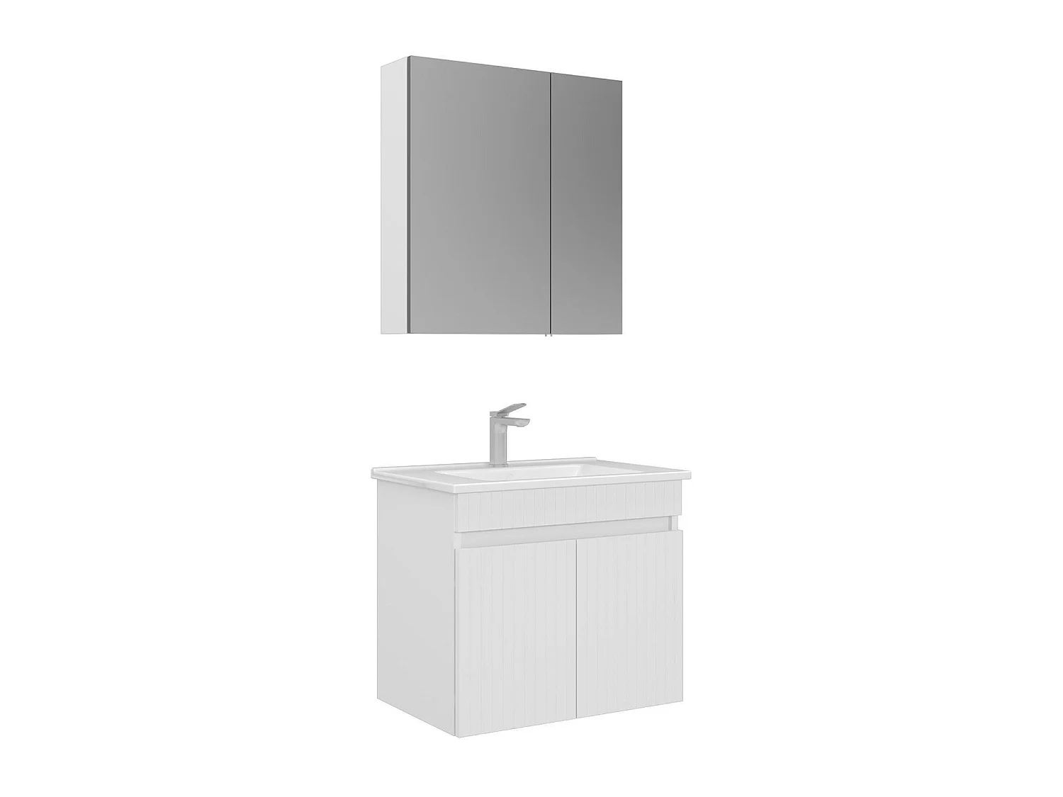 Ensemble Meuble Vasque avec Miroir (2 Pièces) "Tivoli 65" - 65 x 45 x 57 cm - Matte White