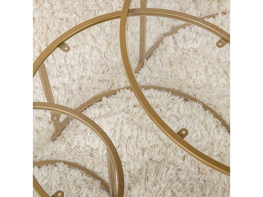 Juego de mesas de centro en vidrio templado Aurum Tris - Oro