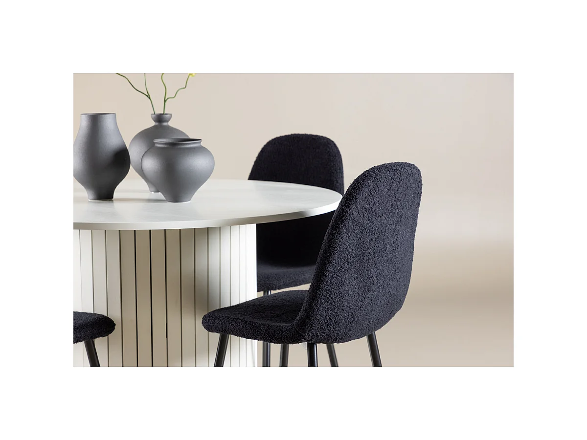 Ensemble Table à Manger & 4 Chaises "Haron & Polar" 110cm Blanc & Noir