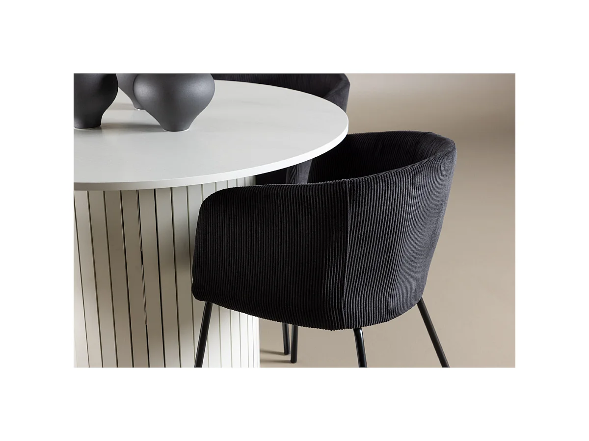 Ensemble Table à Manger & 4 Chaises "Haron & Berit" 110cm Blanc & Noir