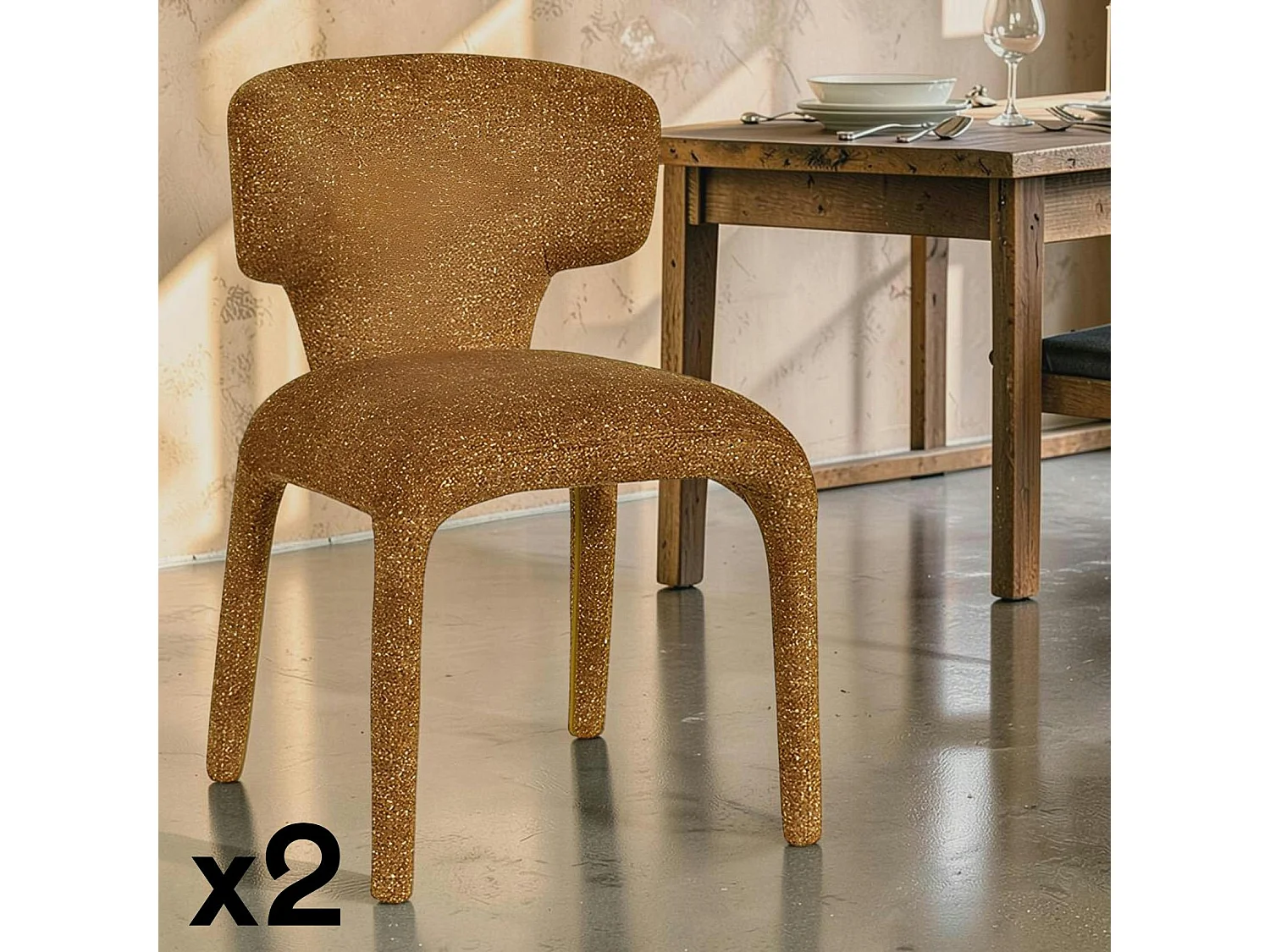 Chaise de salle à manger design moutarde (lot de 2) TULSA