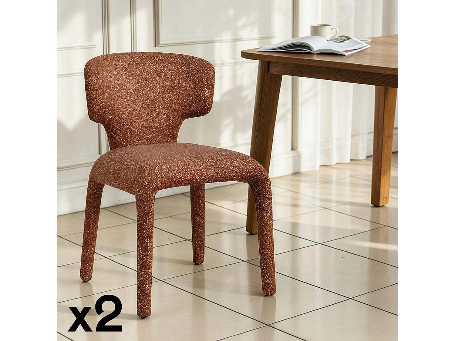 Chaise de salle à manger design terracotta (lot de 2) TULSA