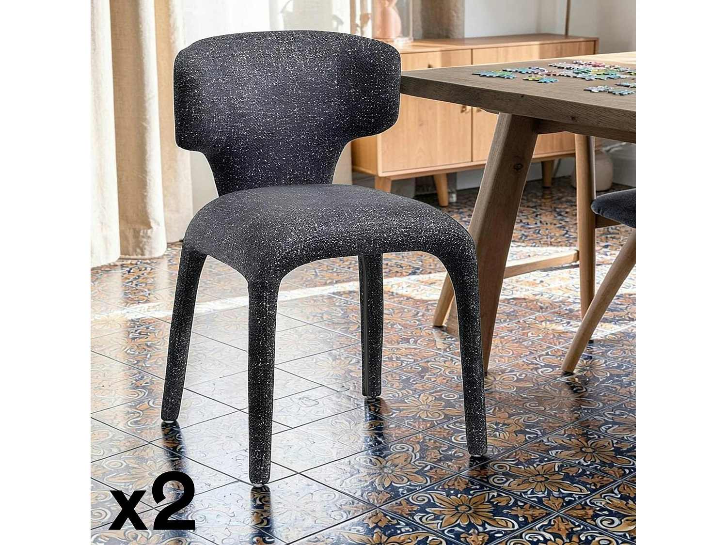Chaise de salle à manger design gris foncé (lot de 2) TULSA