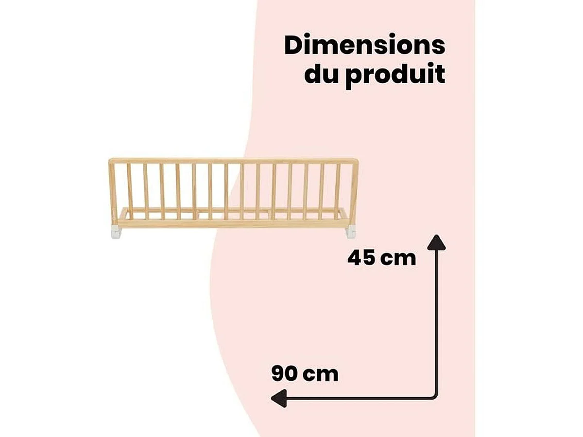 SAFETY 1ST Barrière de lit bébé en bois 110 cm - Bois naturel FSC® avec verrouillage double