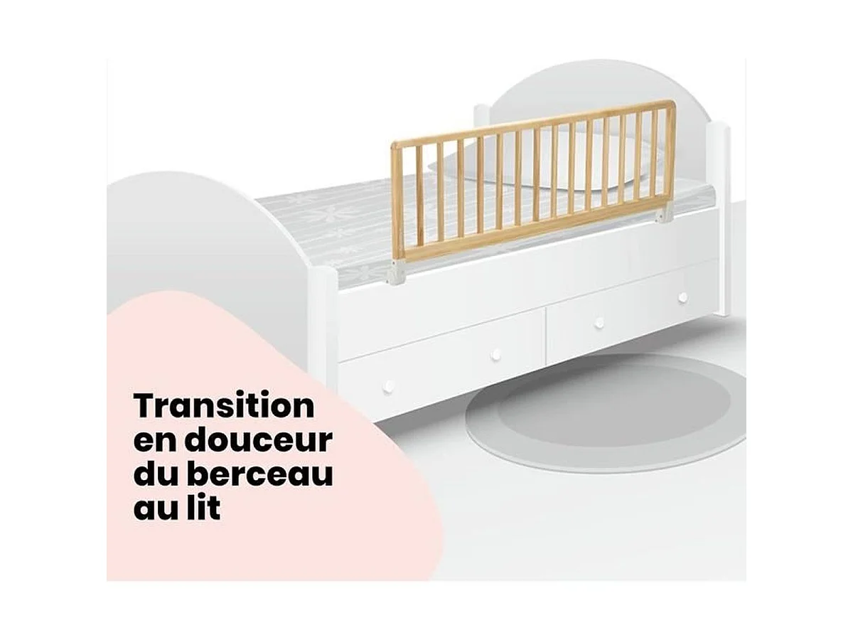 SAFETY 1ST Barrière de lit bébé en bois 110 cm - Bois naturel FSC® avec verrouillage double