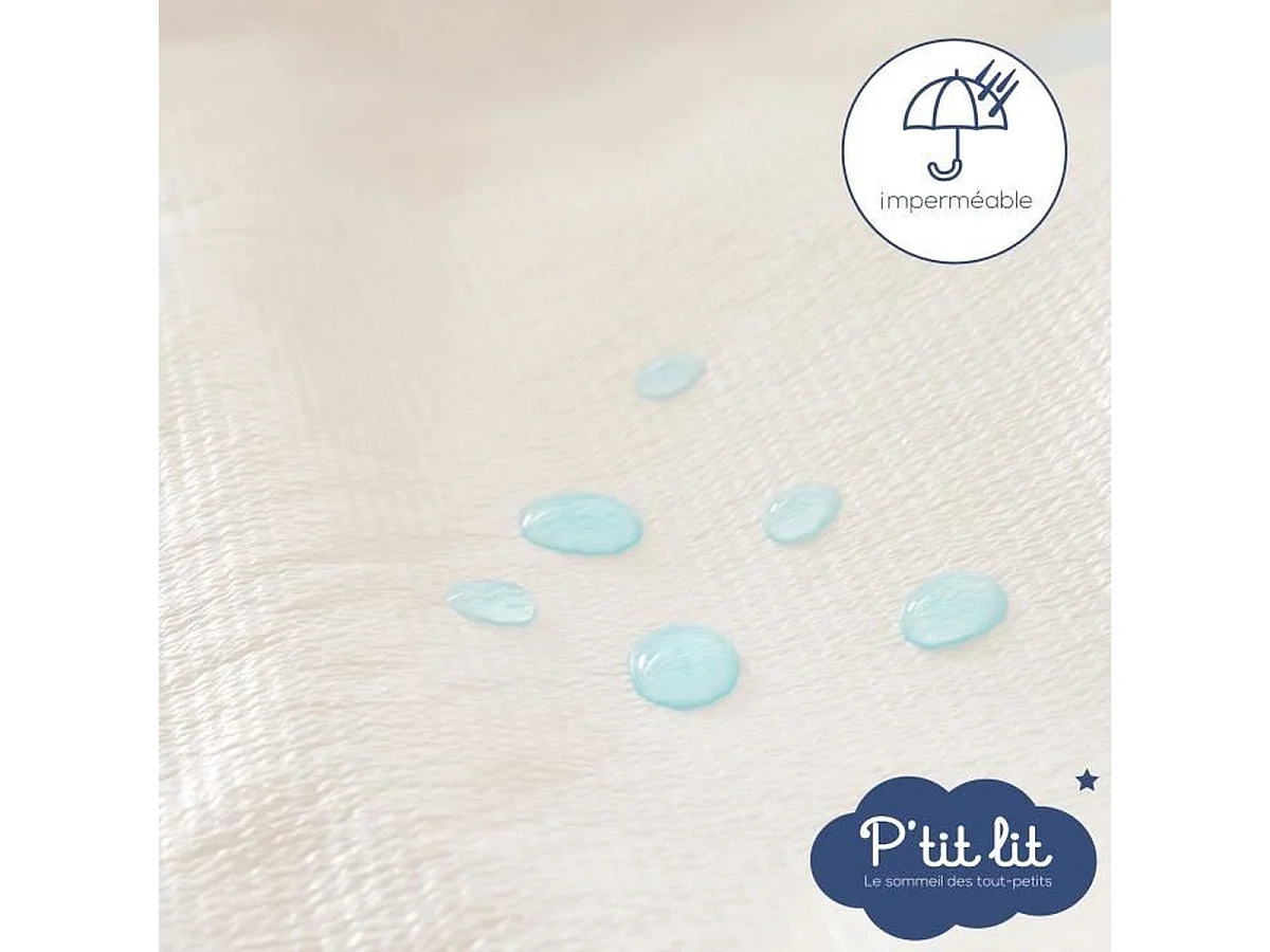 Lot de 2 Protèges-matelas bébé P'TIT LIT 70 x 140 cm, imperméable et micro-respirant