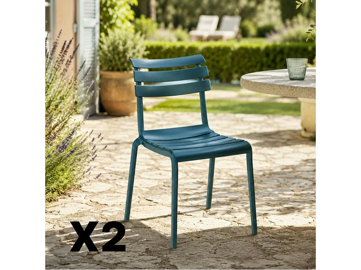 Chaise de jardin en plastique bleu (lot de 2) LUGANO