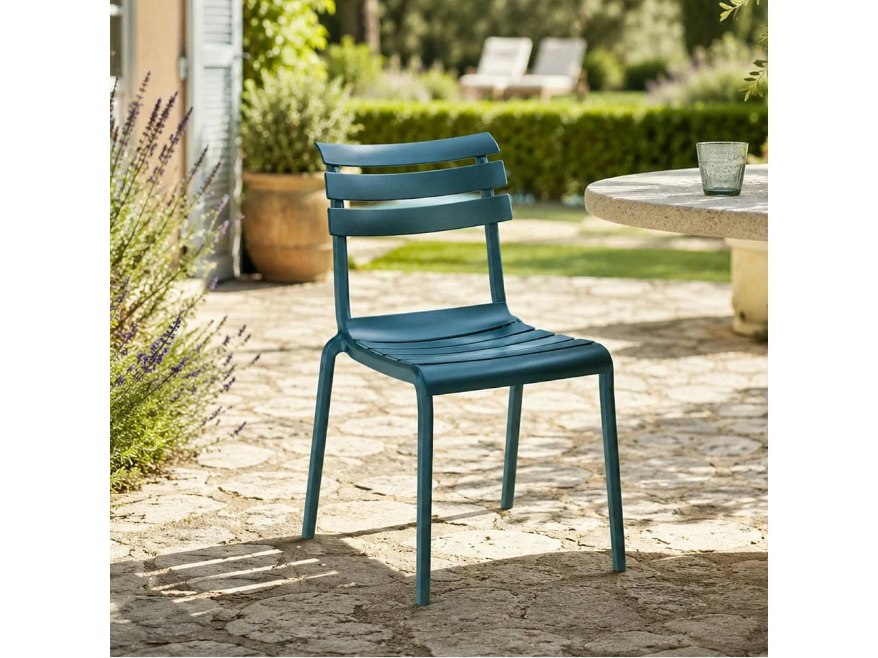 Chaise de jardin en plastique bleu (lot de 2) LUGANO
