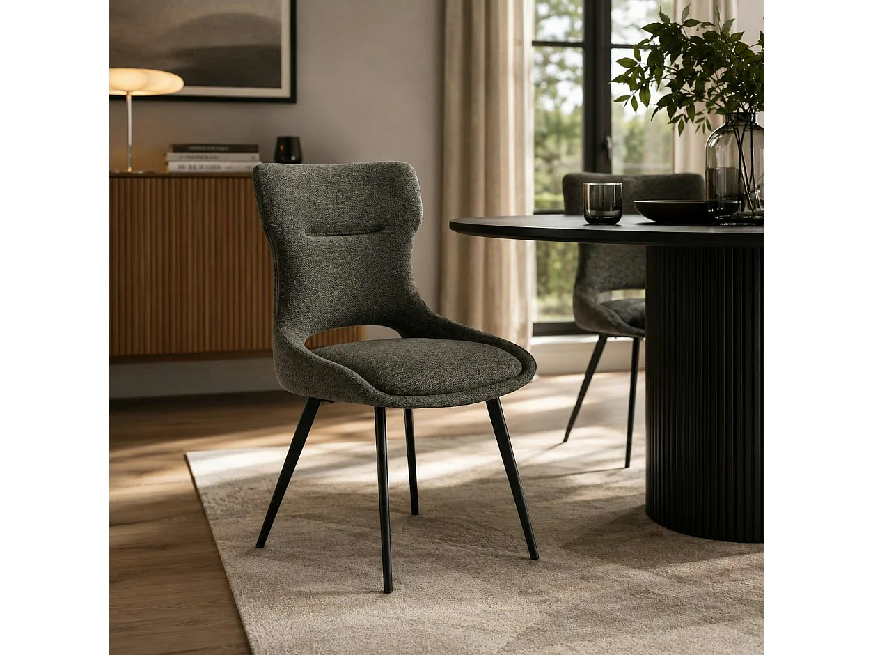 Chaise de salle à manger grise en tissu (lot de 2) LUGANO