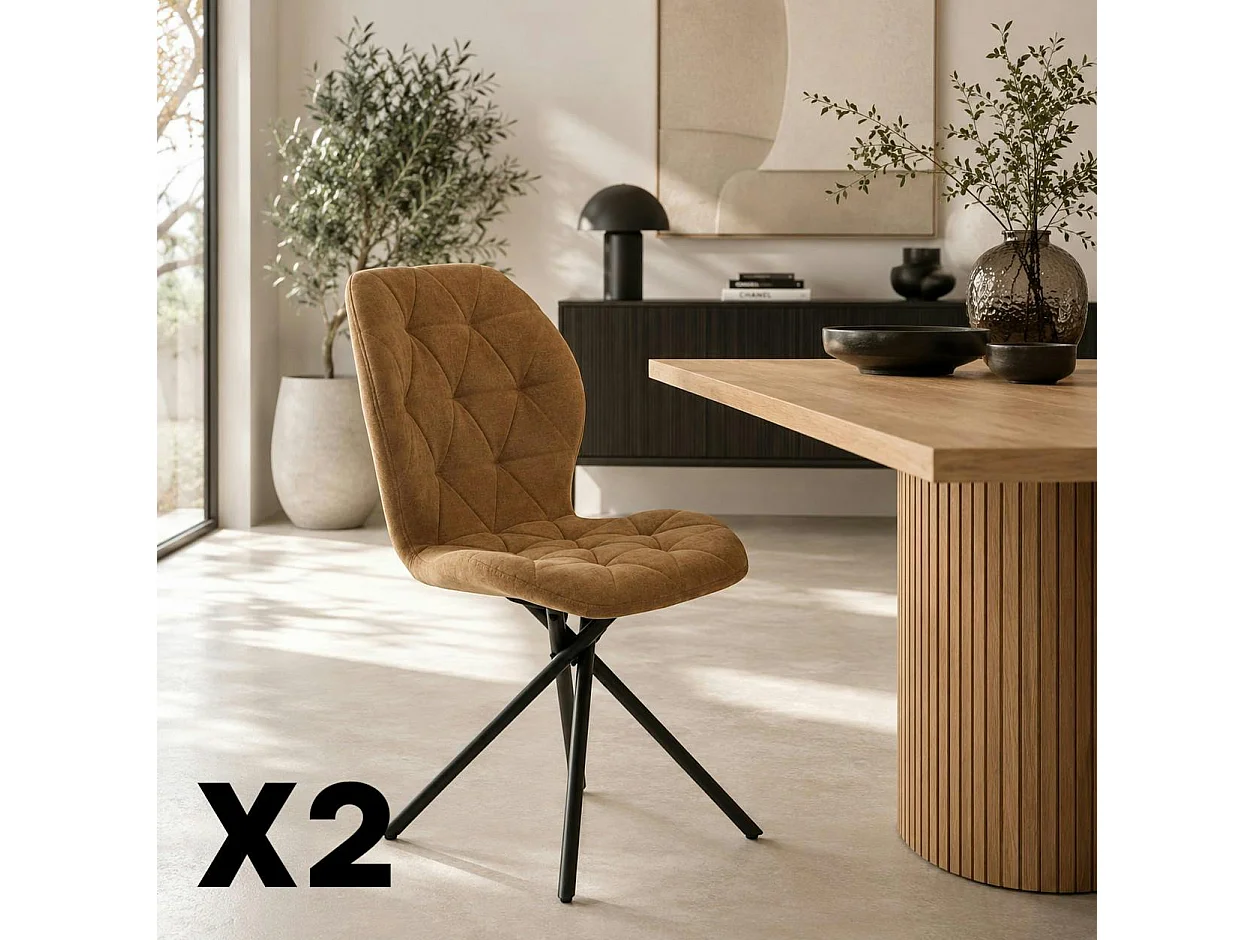 Chaise salle à manger moutarde à pieds croisés (x2) LUGANO