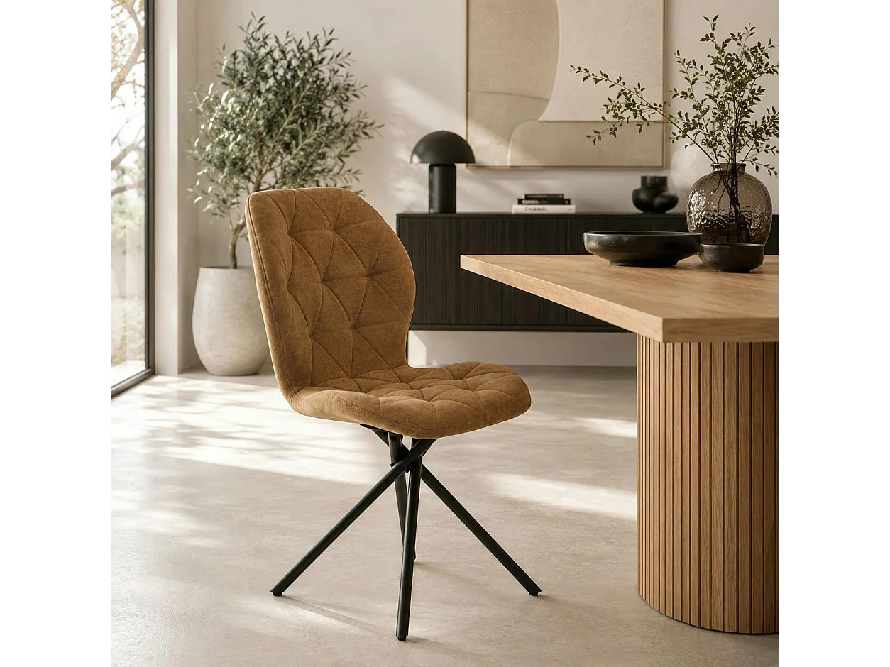 Chaise salle à manger moutarde à pieds croisés (x2) LUGANO