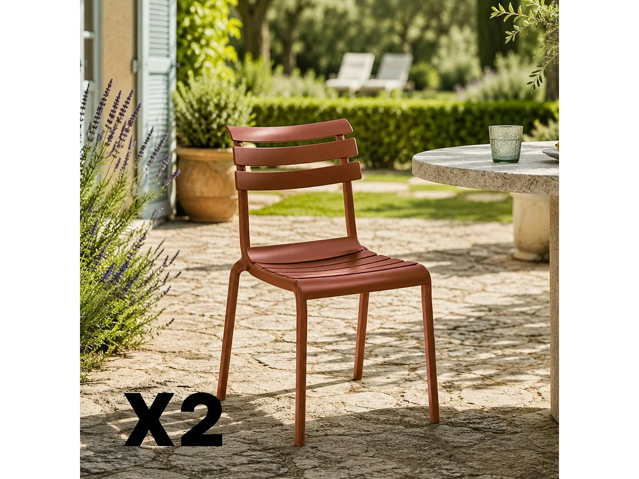 Chaise de jardin terracotta en plastique (lot de 2) LUGANO