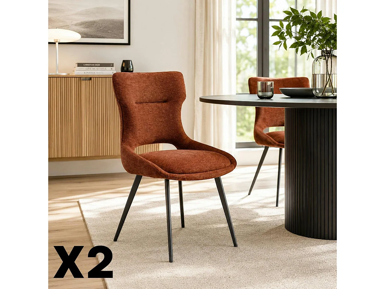 Chaise de salle à manger terracotta en tissu (x2) LUGANO
