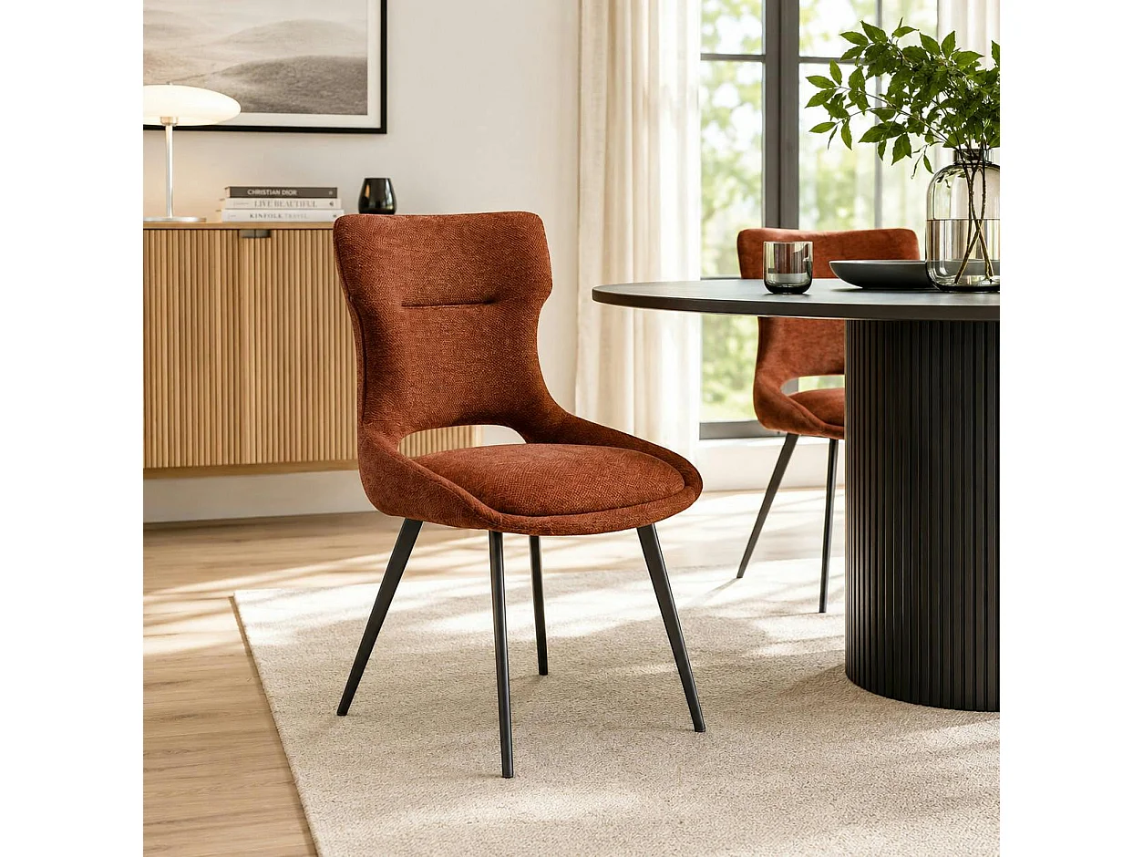 Chaise de salle à manger terracotta en tissu (x2) LUGANO