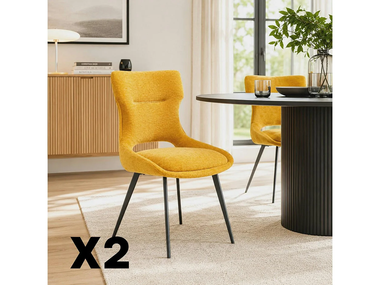 Chaise de salle à manger jaune en tissu (lot de 2) LUGANO