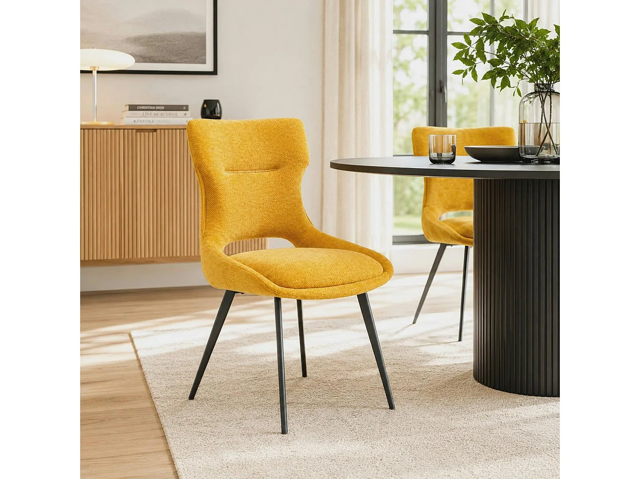Chaise de salle à manger jaune en tissu (lot de 2) LUGANO
