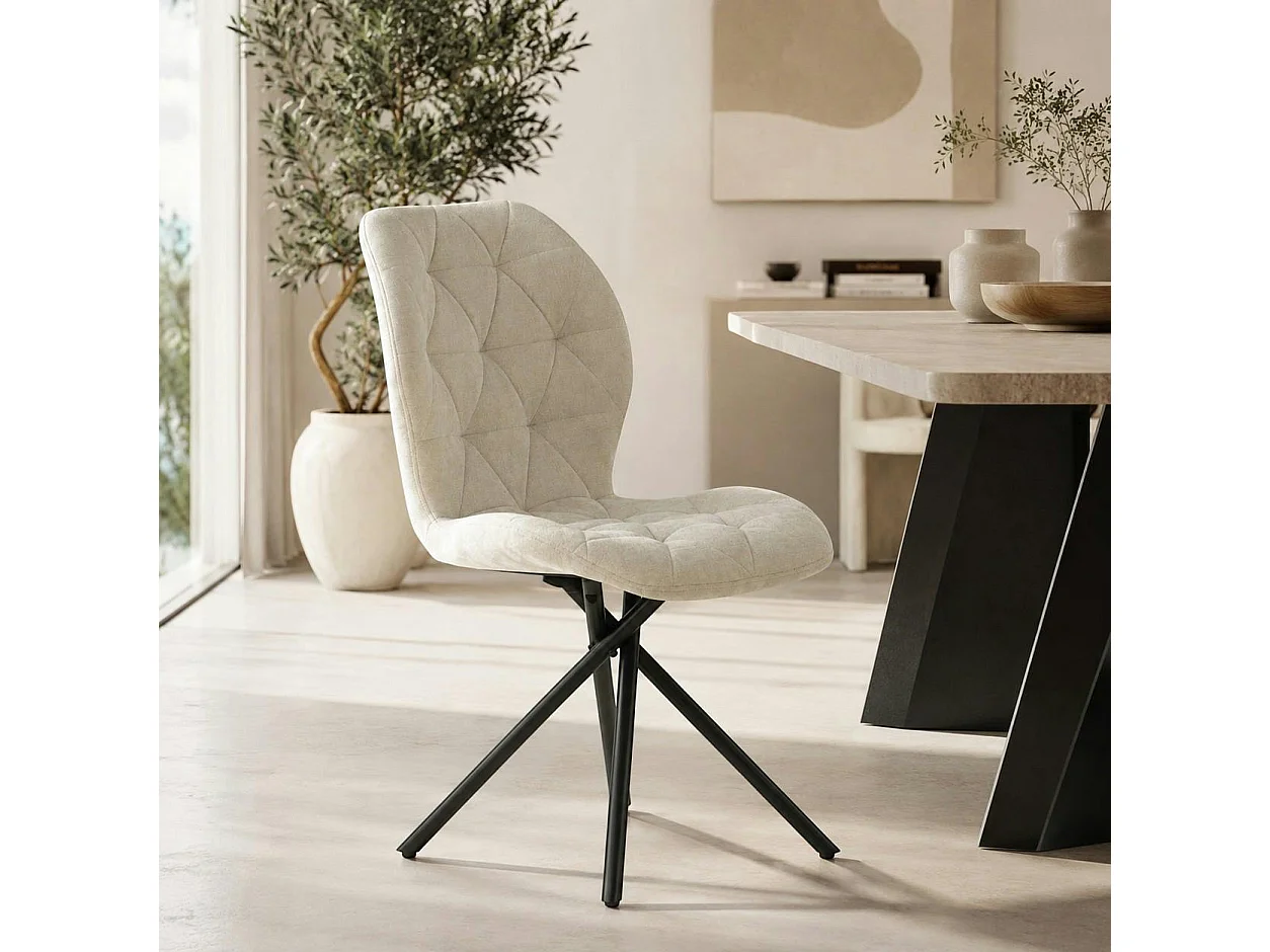 Chaise salle à manger beige à pieds croisés (x2) LUGANO