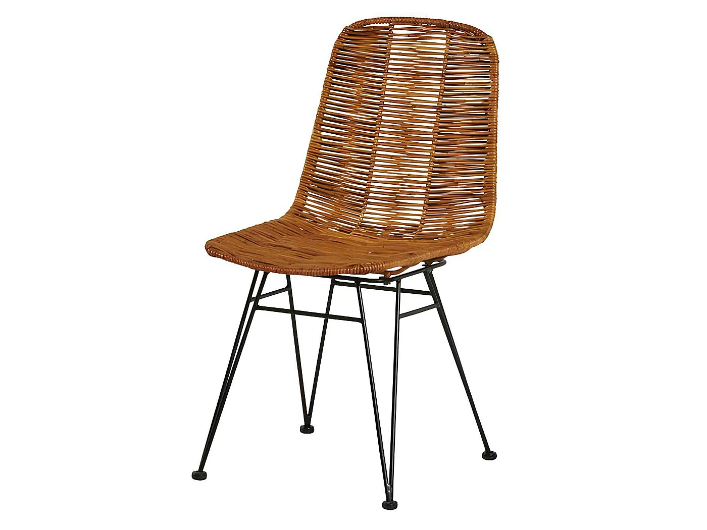 Chaise en rotin naturel pieds métal noir (lot de 2) CANADA