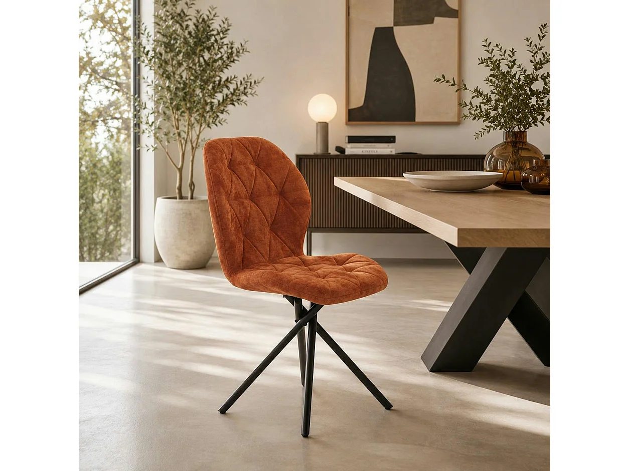Chaise salle à manger terracotta à pieds croisés (x2) LUGANO