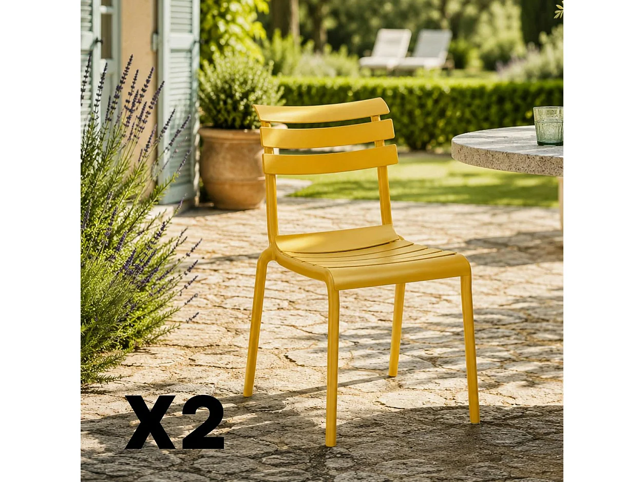 Chaise de jardin en plastique jaune (lot de 2) LUGANO