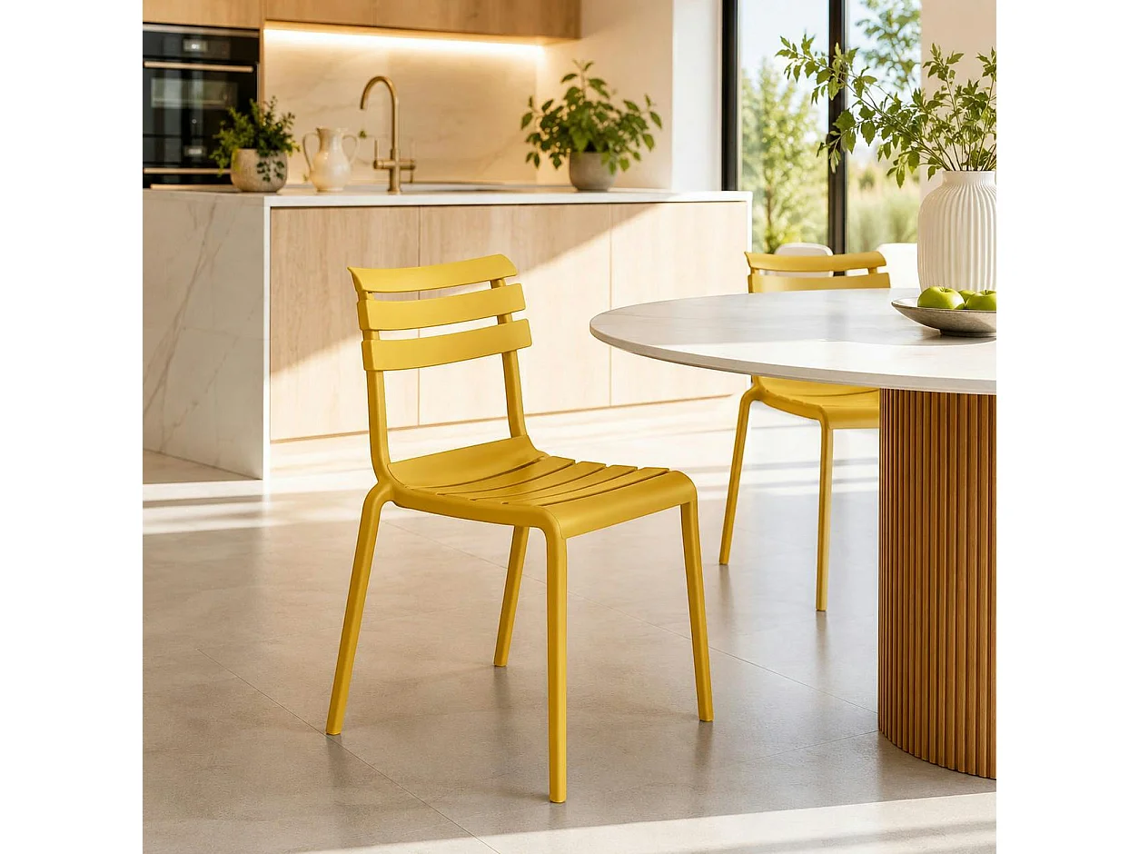 Chaise de jardin en plastique jaune (lot de 2) LUGANO