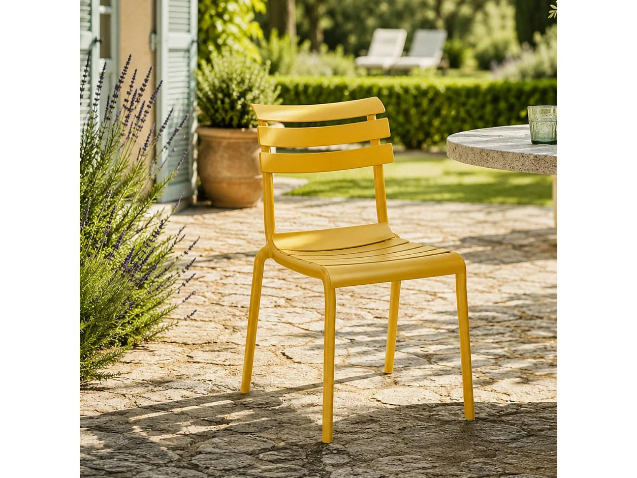 Chaise de jardin en plastique jaune (lot de 2) LUGANO