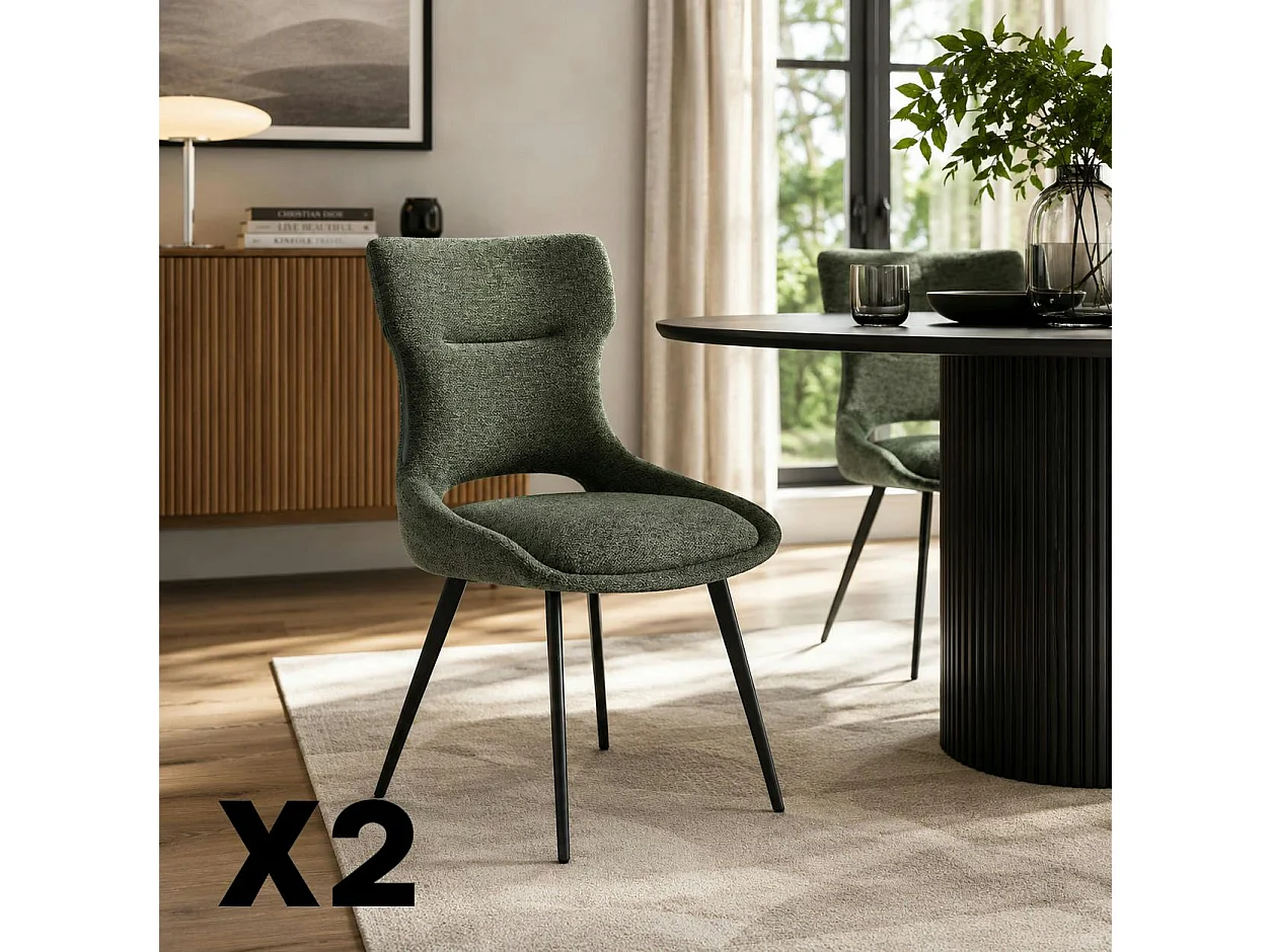 Chaise de salle à manger verte en tissu (lot de 2) LUGANO
