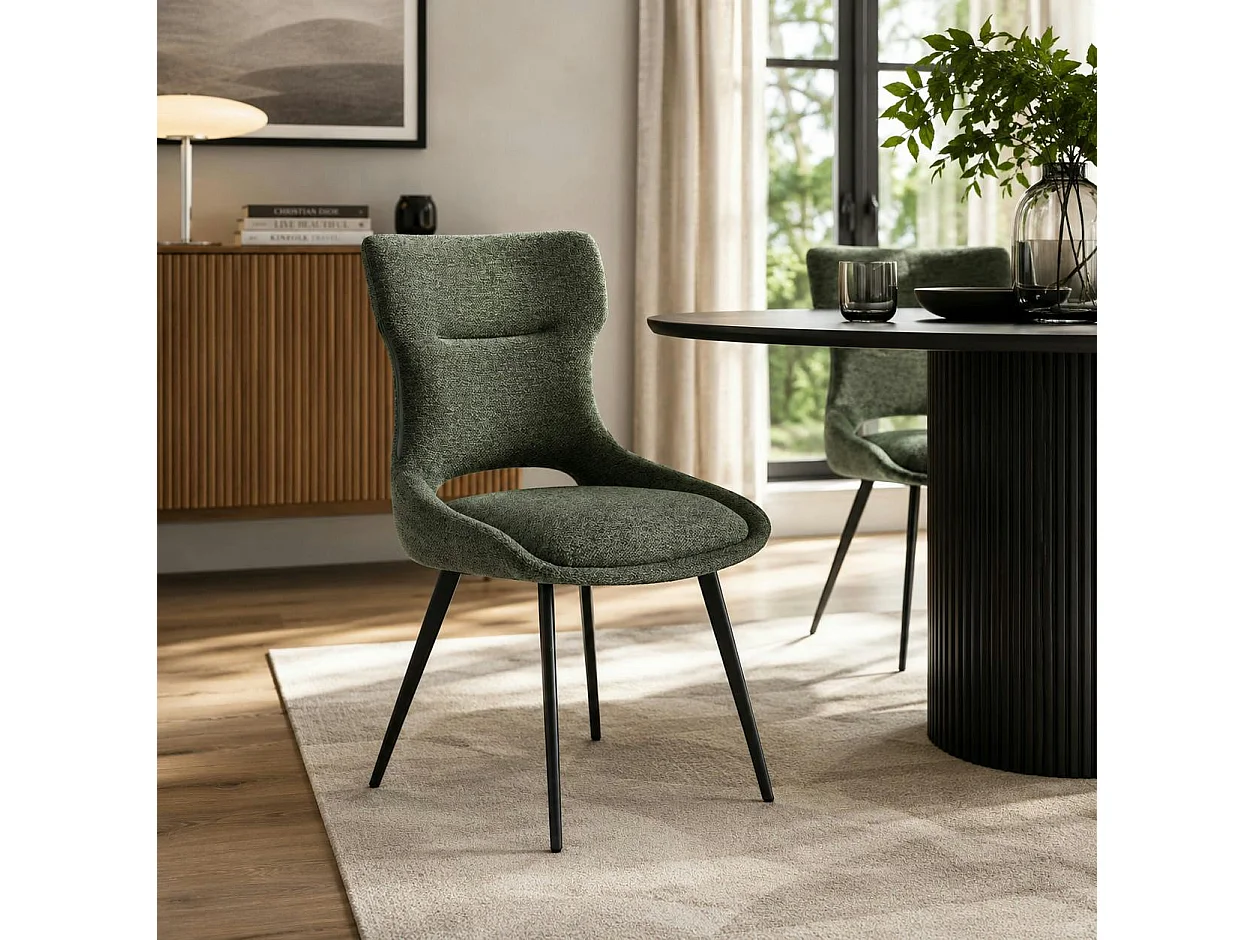 Chaise de salle à manger verte en tissu (lot de 2) LUGANO