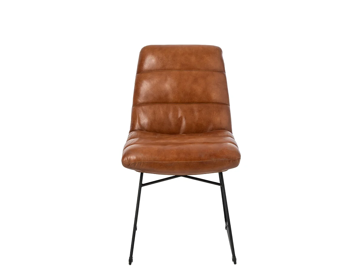 Chaise Design en Cuir "Austin" 83cm Camel