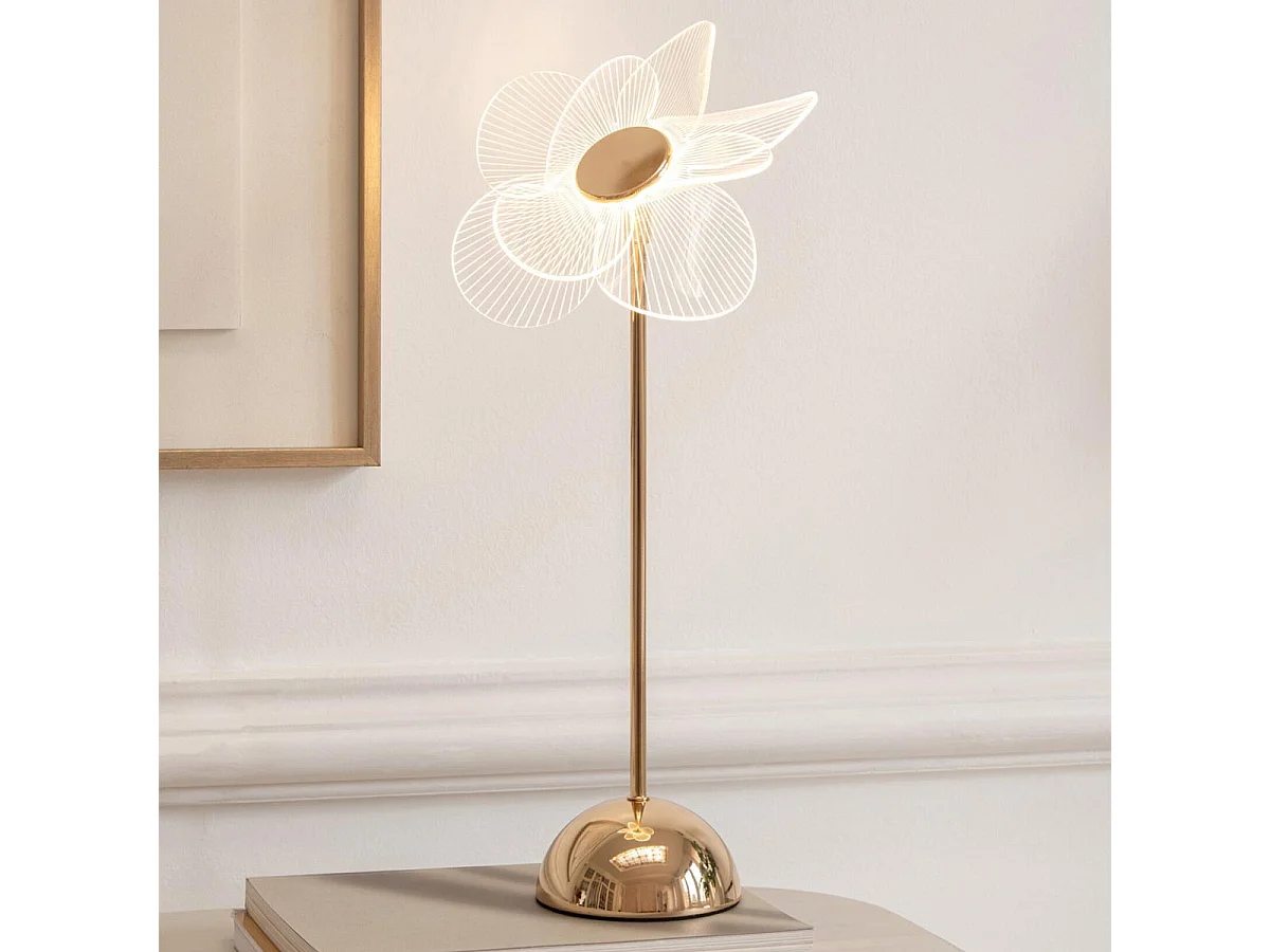 Lampe à Poser Design à LED "Fleur" 50cm Doré