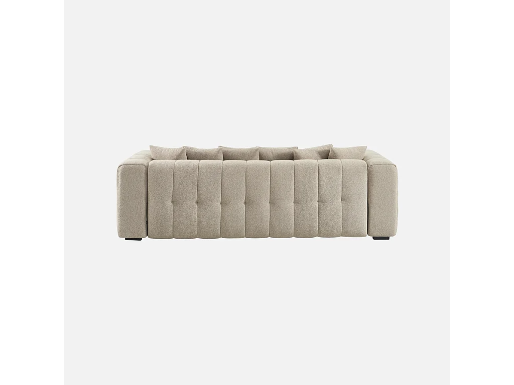 Canapé convertible 3 places bouclette texturée avec coffre beige - Leon