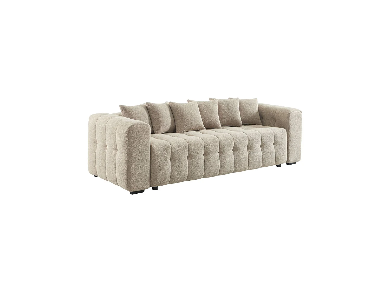 Canapé convertible 3 places bouclette texturée avec coffre beige - Leon