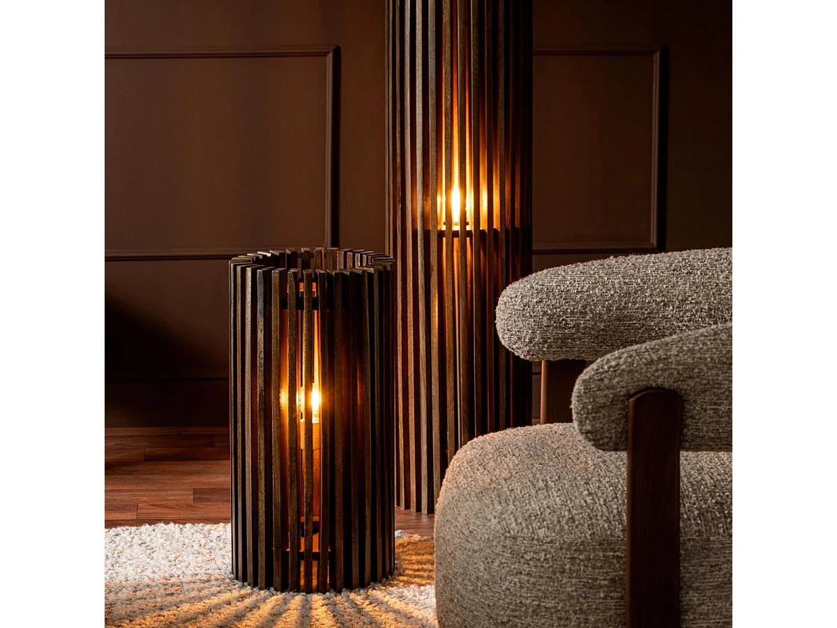 Lampe à Poser en Bois "Linea" 62cm Marron Foncé