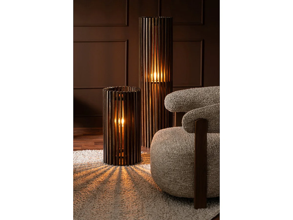 Lampe à Poser en Bois "Linea" 62cm Marron Foncé