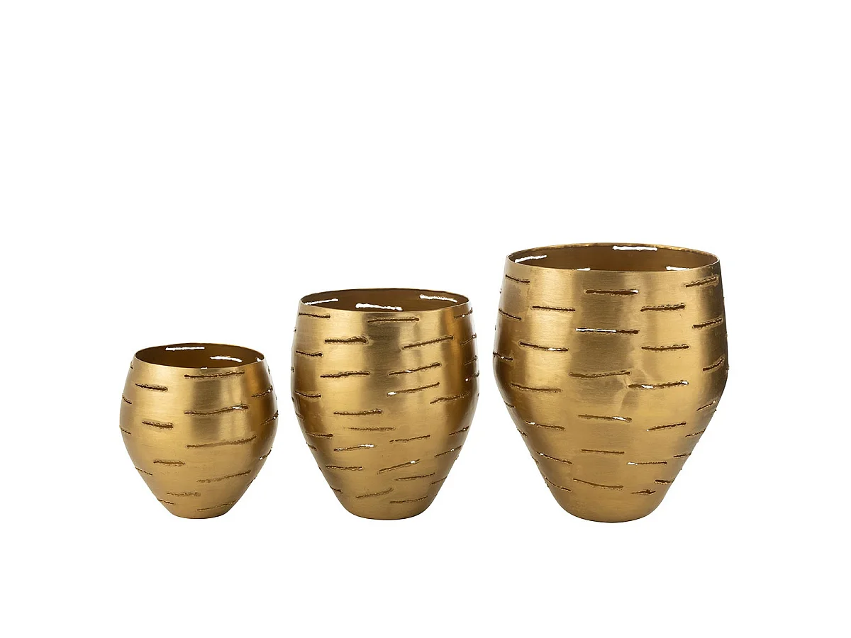 Lot de 3 Photophores en Métal "Wilburn" 52cm Or