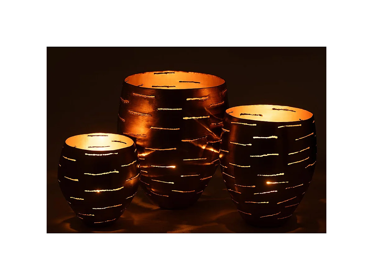 Lot de 3 Photophores en Métal "Wilburn" 52cm Or