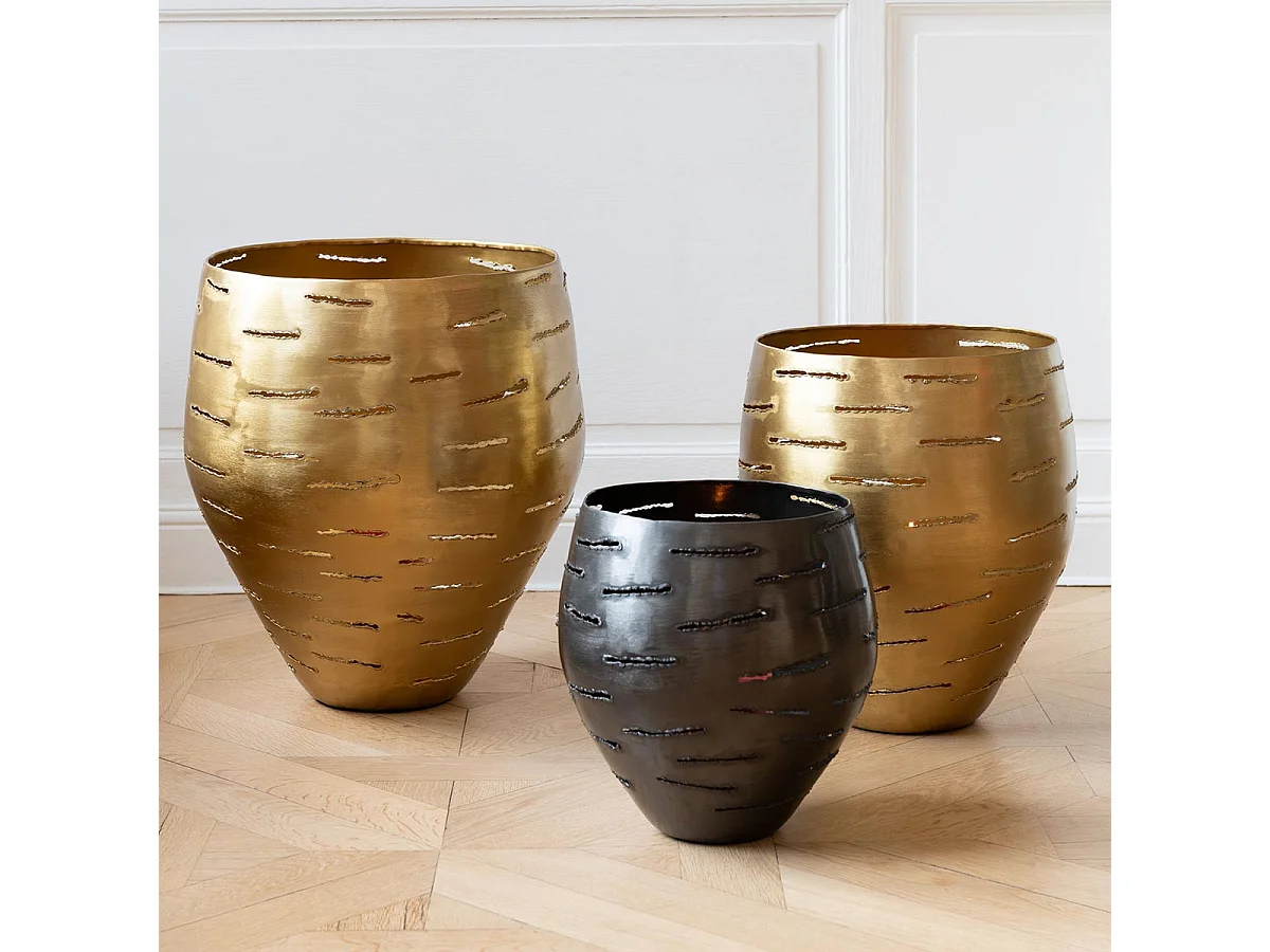 Lot de 3 Photophores en Métal "Wilburn" 52cm Or