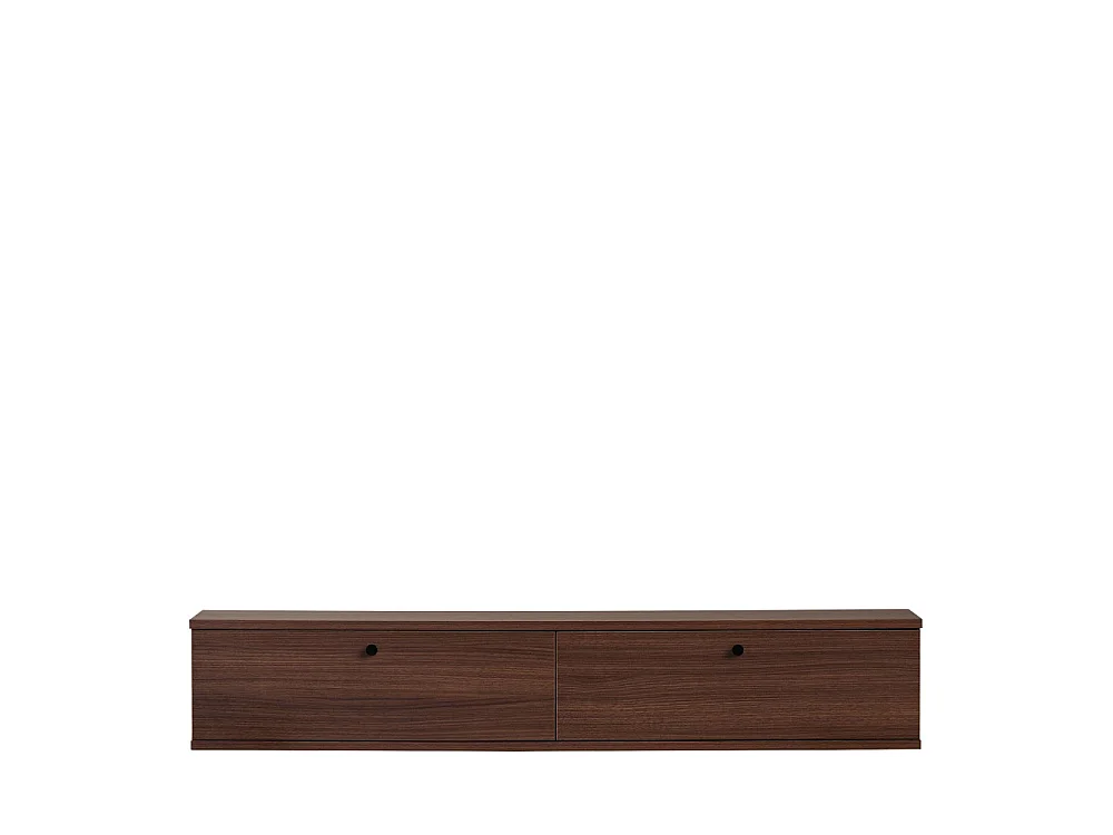 Yara - Meuble tv suspendu 2 portes en bois L140cm - Bois foncé