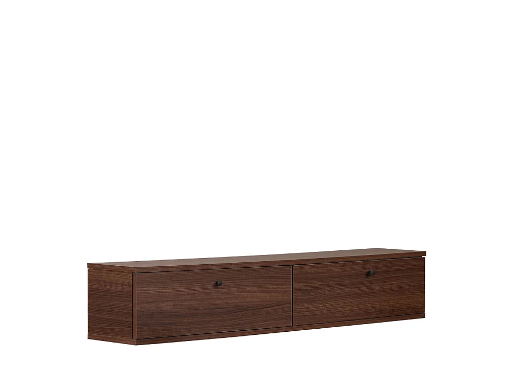 Yara - Meuble tv suspendu 2 portes en bois L140cm - Bois foncé