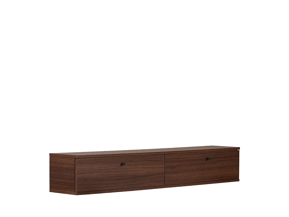 Yara - Meuble tv suspendu 2 portes en bois L160cm - Bois foncé