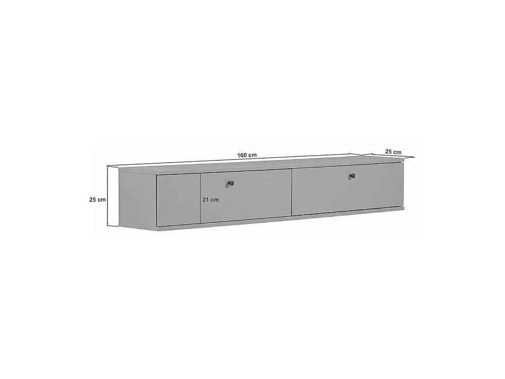 Yara - Meuble tv suspendu 2 portes en bois L160cm - Bois foncé