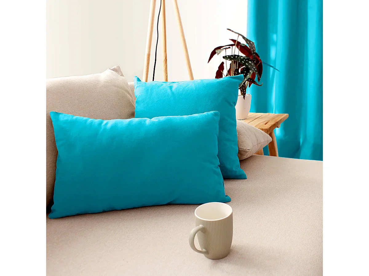 Coussin Déco Uni Déhoussable "Panama" 40x40cm Turquoise