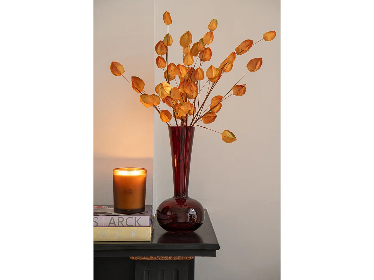 Vase Design en Verre "Iris" 32cm Bordeaux