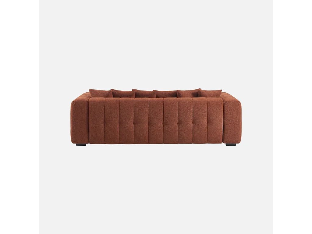 Canapé convertible 3 places bouclette texturée avec coffre terracotta - Leon